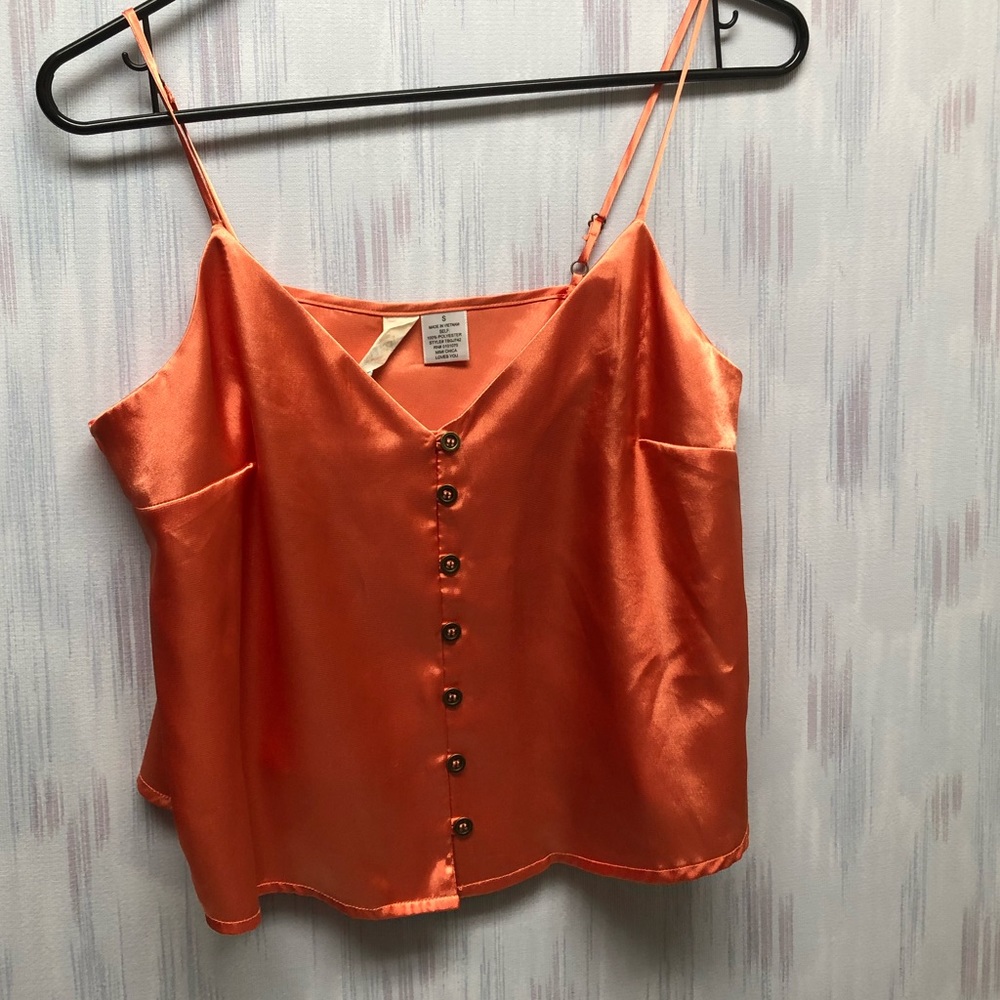 Mimi Chica silky orange button-up cami size small